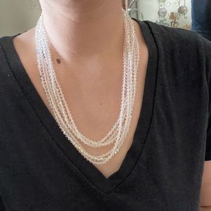 Vintage Beaded Necklace- clear iridescent bead/crystal- set of 3 matching